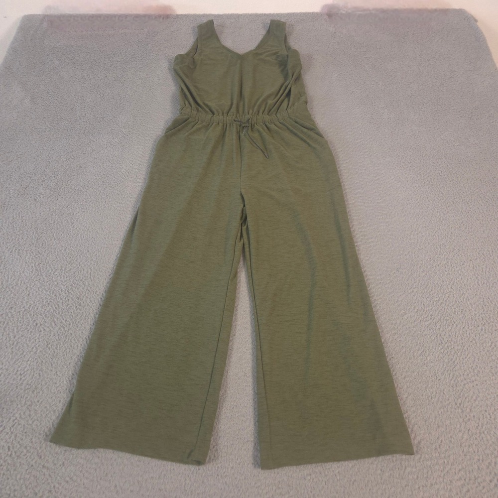 Old Navy Jumpsuit Womens Medium Green Breathe ON V-Neck Wide-Leg Knit Athletic‎